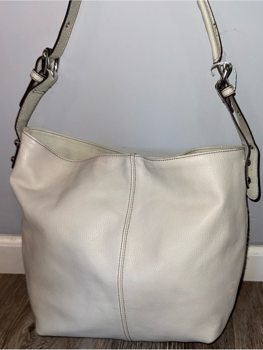 Tignanello Cream Classic Leather Shoulder Bag
